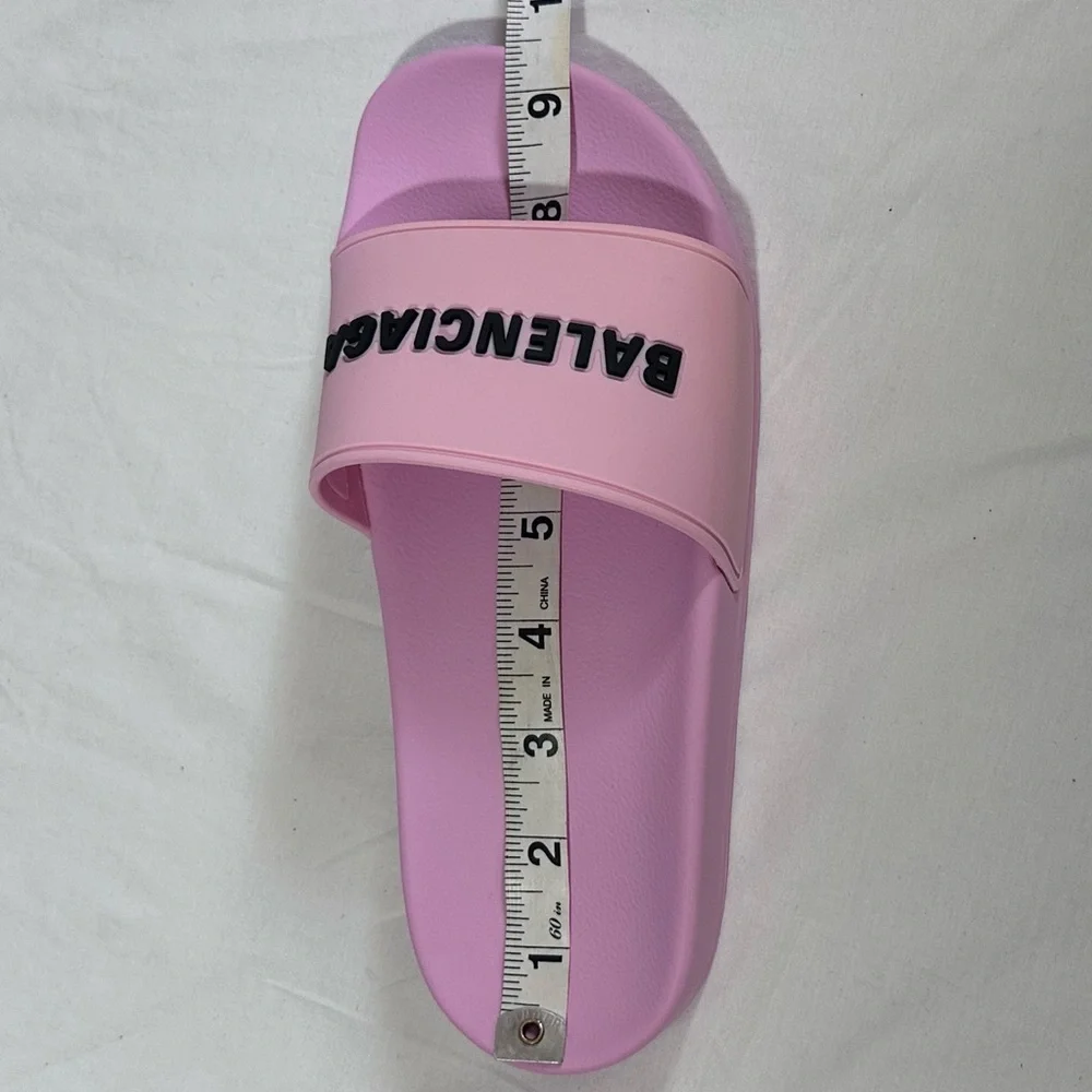 Balenciaga | Pink Pool Slides Logo Sandals | 36 - Picture 9 of 11